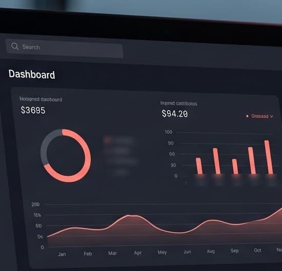 Laptop displaying a dashboard with charts